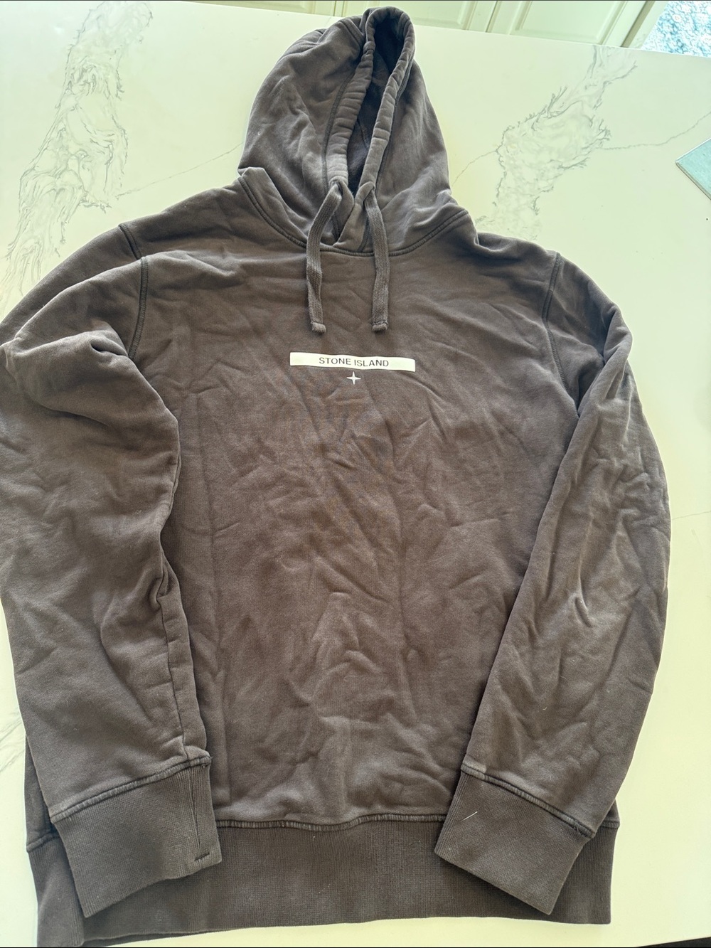 Authentic Stone Island Brown Hooded Pullover with Center Logo